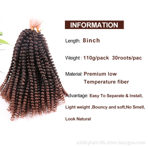 RTS Burgundy Wholesale Afro Pre Twisted 8 Inch Synthetic Long Extension Crochet Ombre Braid Nubian Spring Twist Hair